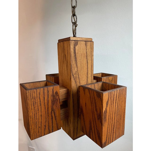 Mid-Century Modern 1970s Modernist Architectural Box-Form Swag Chandelier For Sale - Image 3 of 13