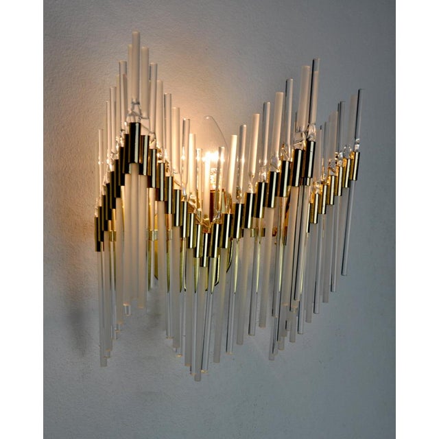 Venini Wall Lamp in Tubular Crystals from Venini, Italy, 1970s For Sale - Image 4 of 8