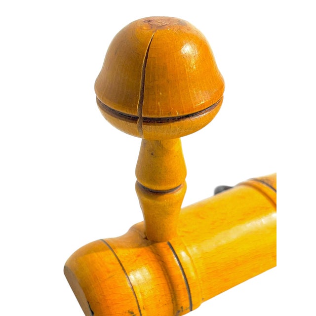 Brown Antique French Provincial Faux Bamboo Wall Rack – 5 Peg Wooden Coat & Hat Hook For Sale - Image 8 of 14