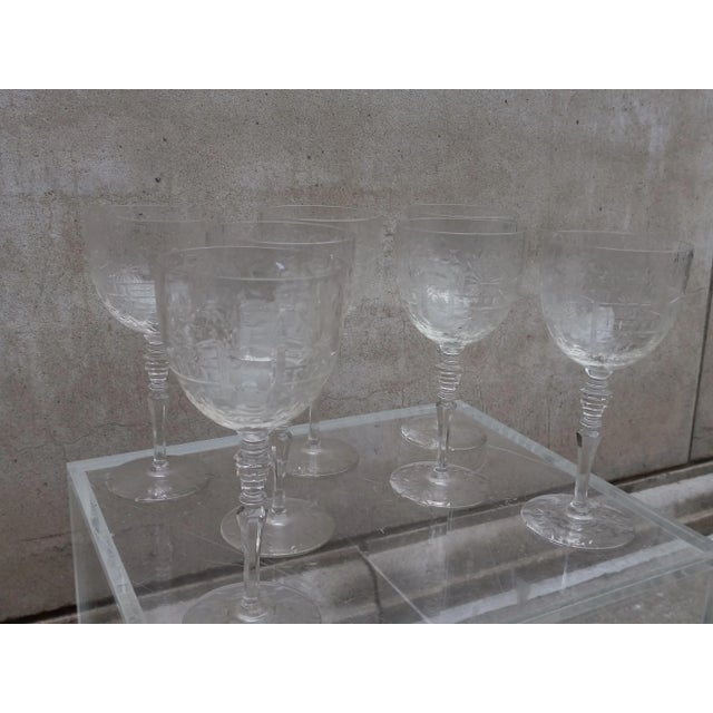 Art Deco 1930s Rock Sharpe Crystal Countess Water Glasses- Set of 7 For Sale - Image 3 of 11