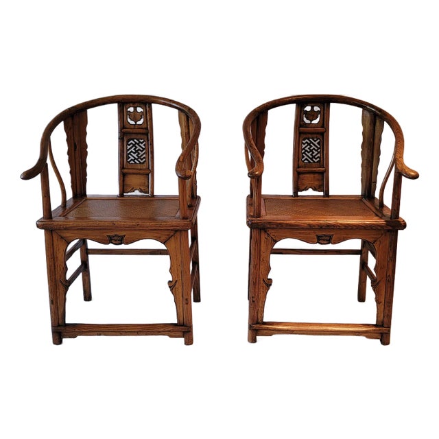 Pair of Horseshoe Back Chairs - Mid 19th Century For Sale