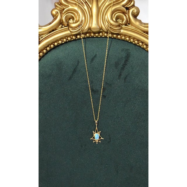 Late 20th Century Opal 14k Yellow Gold Dainty Pendant for Necklace For Sale - Image 16 of 17