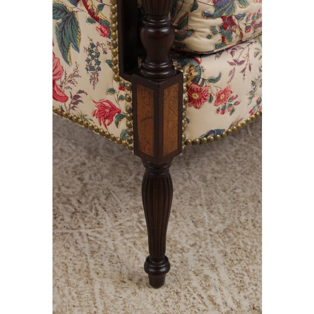 Brown Hickory Chair Mahogany Frame Sheridan Style Loveseat Settee For Sale - Image 8 of 17