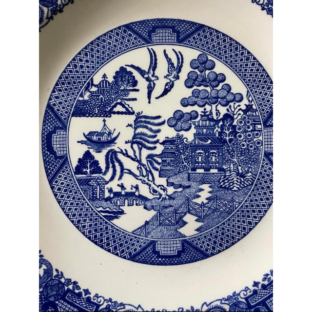 Early 20th Century Large Blue Willow 11 3/8” Chop Plates - a Pair For Sale In Chicago - Image 6 of 7