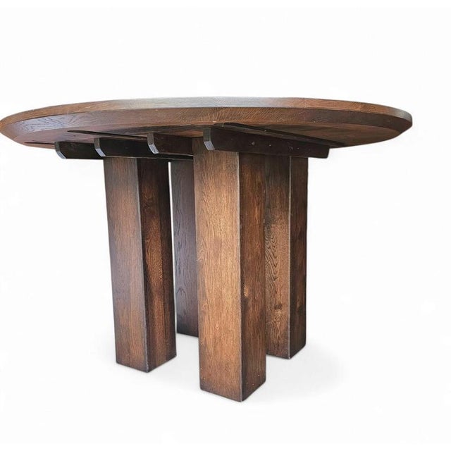 Round Oak Dining Table, 1980s For Sale - Image 13 of 18