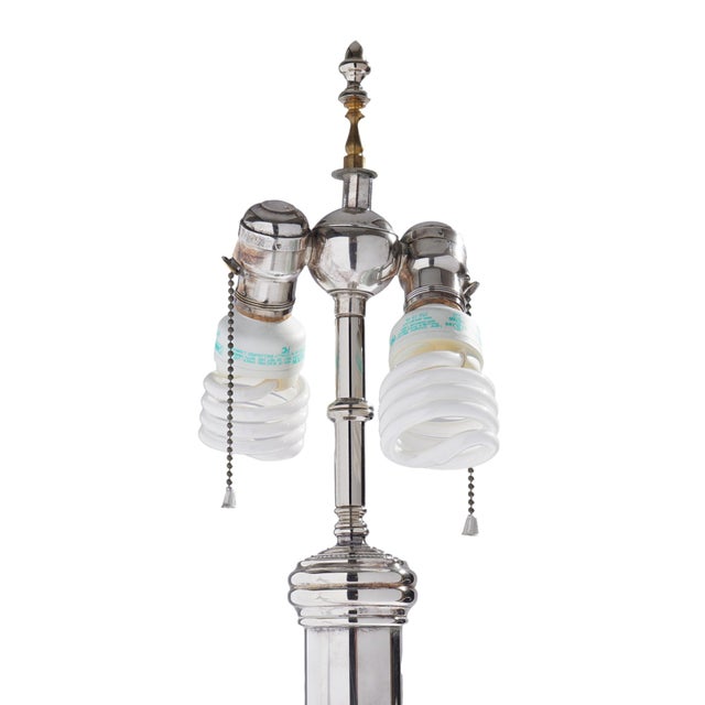 Mid 19th Century English Victorian Doric Column Silver-Plated Table Lamp, C. 1850-60 For Sale - Image 5 of 7