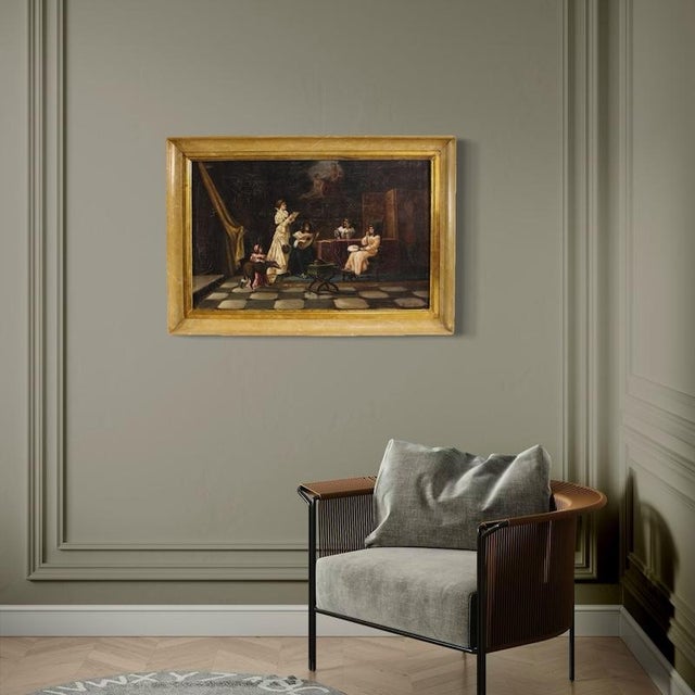 F. Bonati, Italian Interior Scene, 1913, Oil on Canvas For Sale - Image 12 of 16