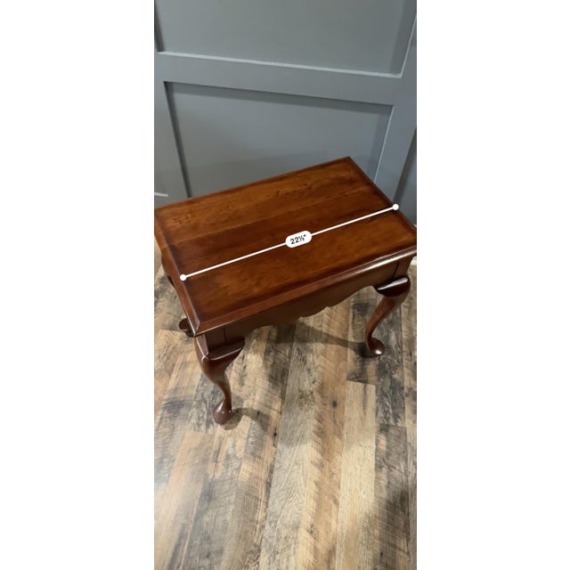 Brass Vintage Pennsylvania House Solid Wood Queen Anne End Table For Sale - Image 8 of 12