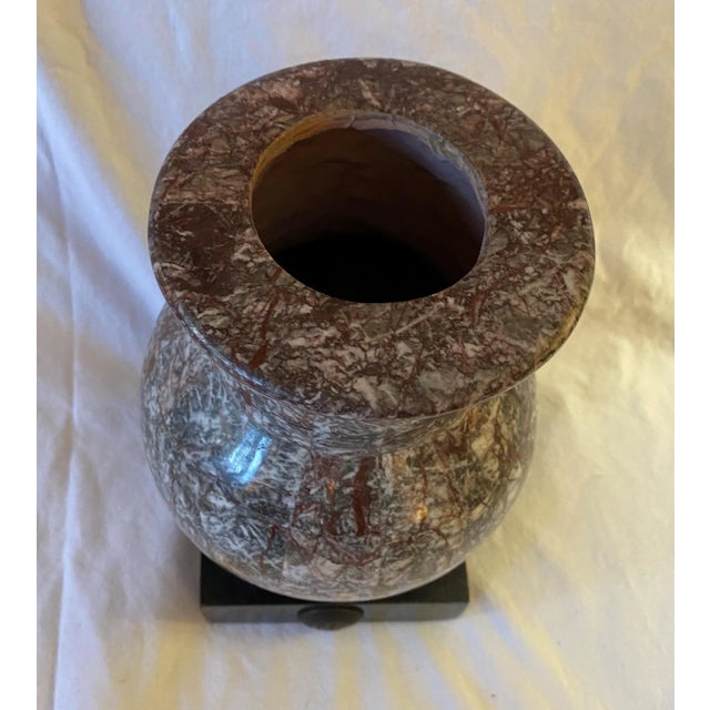 1980's Decorative Stone Vase Vessel on Black Base For Sale - Image 4 of 6
