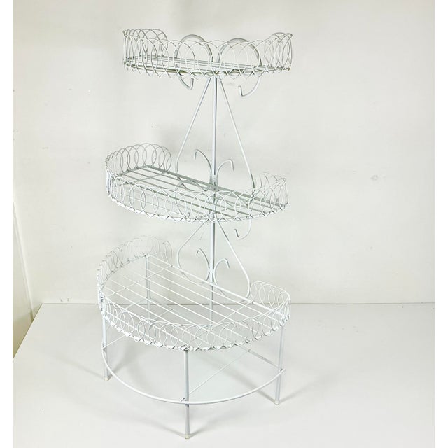 1970s Vintage Boho Chic Hollywood Regency Wire Loop Design 3-Tier Plant Stand, After Salterini For Sale - Image 12 of 13