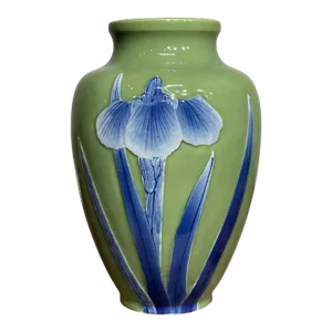 Antique Japanese Celadon Blue Iris Vase
