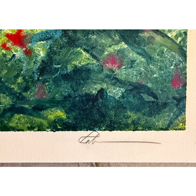 1970s "Palm Shade" Large Watercolor Painting For Sale - Image 5 of 11