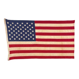 Vintage Cotton Embroidered American Flag For Sale