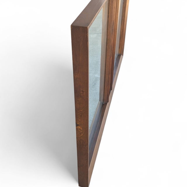 Wood Vintage Canadian Brutalist Walnut Wall Mirror by Tobago of Canada For Sale - Image 7 of 18
