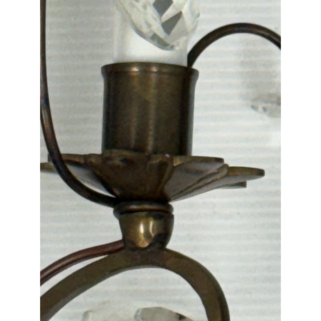Glass Hollywood Regency Crystal Prism Five Light Wall Sconce, Vintage For Sale - Image 7 of 12
