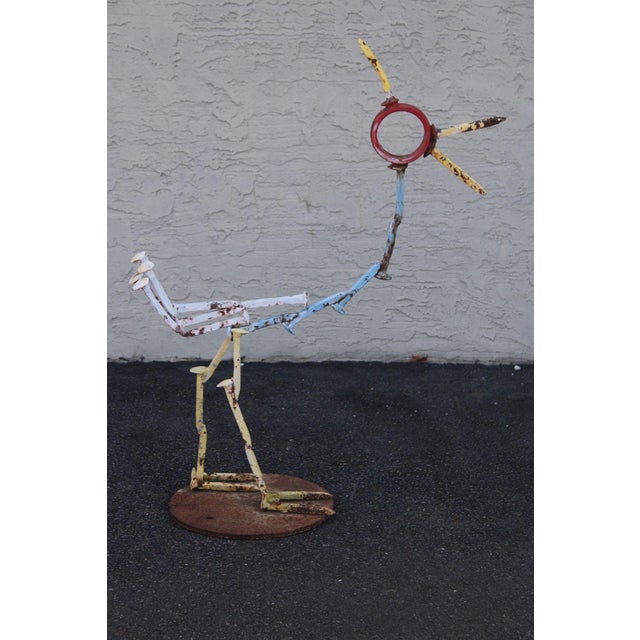 Industrial Metal Rooster Sculpture Garden Statue For Sale - Image 13 of 18