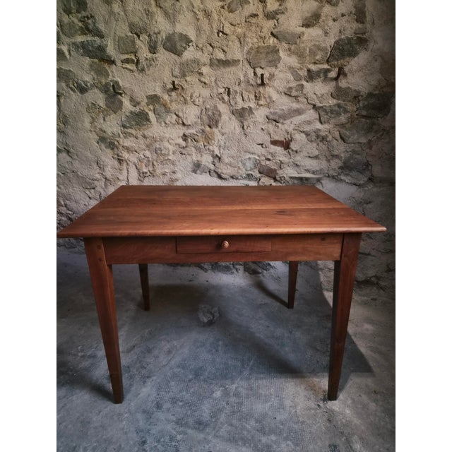 Antique French Walnut Table with Drawer, 1890s For Sale - Image 12 of 18