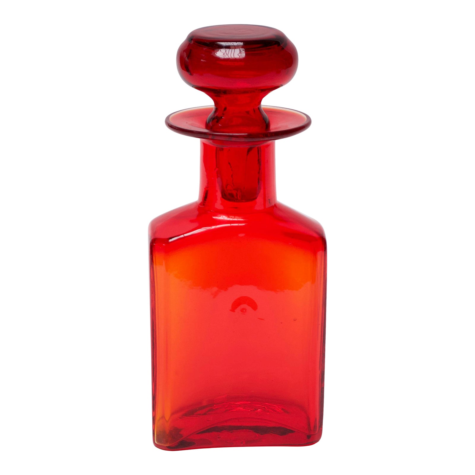 MidCentury Modern Blown Glass Red Bottle With Stopper Chairish