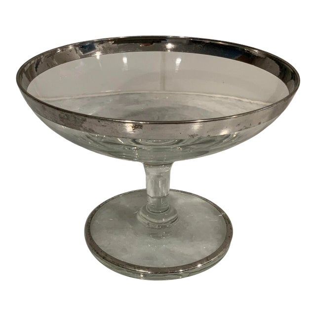 Vintage Dorothy Thorpe Silver Rimmed Candy Dish For Sale