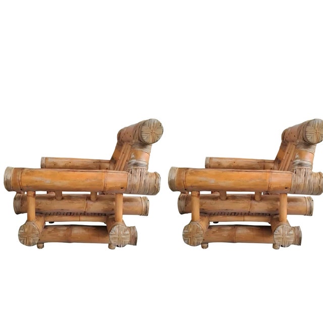 Vintage Bamboo Living Room Set, Italy, 1970s, Set of 4 For Sale - Image 10 of 13
