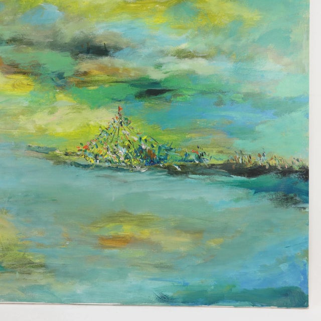 Impressionist Vintage Abstract Landscape Painting With Dreamlike Color Palette For Sale - Image 3 of 9