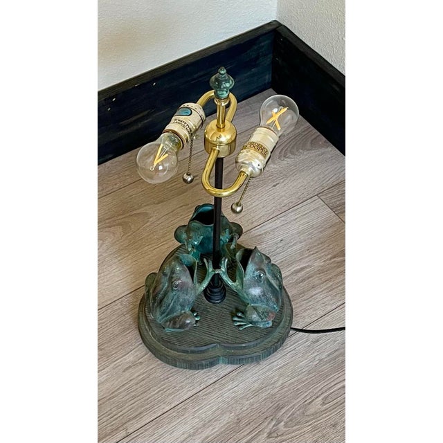 Vintage Frederick Cooper "Symphony of Frogs" Bronze Table Lamp – Art Nouveau For Sale In Boise - Image 6 of 7