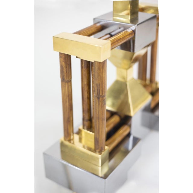 Table Lamp in Bamboo, Gilt & Silvered Brass, 1970s For Sale - Image 6 of 12