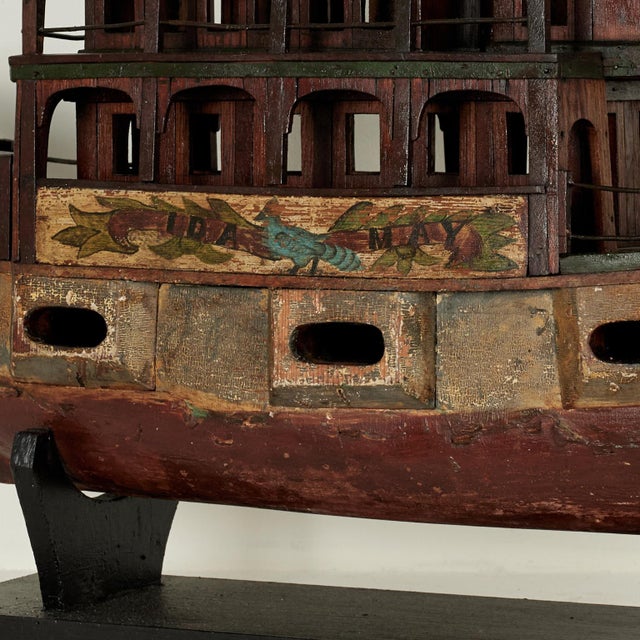Antique Folk Art Boat Model For Sale - Image 13 of 15