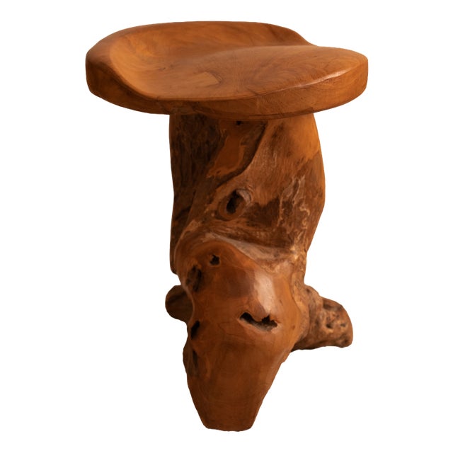Vintage Brutalist Brown Stool, 1950s For Sale