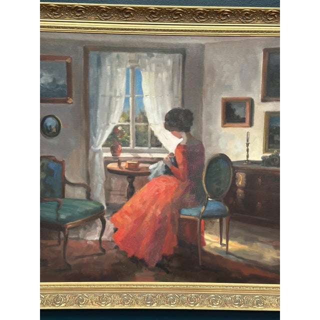 Bente Berg, Interior Scene, 1950s, Oil Painting on Canvas, Framed For Sale - Image 8 of 13