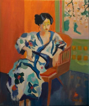 Kimono Girl, Original Oil on Canvas
