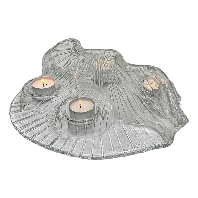 Vintage Art Glass Candleholder by Muurla Finland, 1970s For Sale