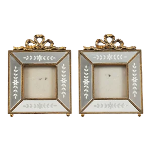 Pair of Early 20th Century French Venetian Glass Gilded Frames
