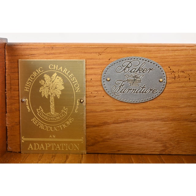 Wood Late 20th Century Baker Furniture Historic Charleston Georgian Carved Mahogany Writing Desk or Console Table For Sale - Image 7 of 12