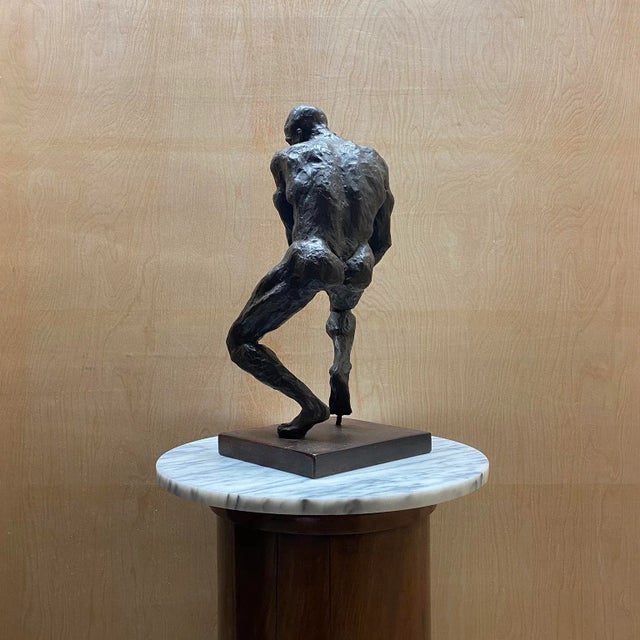 Wood French Mid 20th Century Bronze Figure Seated Studio Sculpture For Sale - Image 7 of 15