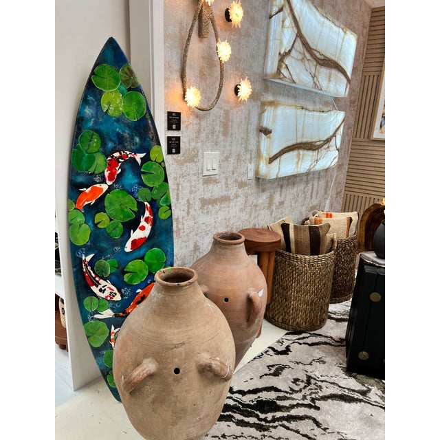 Custom Hand Painted Koi Surfboard For Sale In Los Angeles - Image 6 of 7
