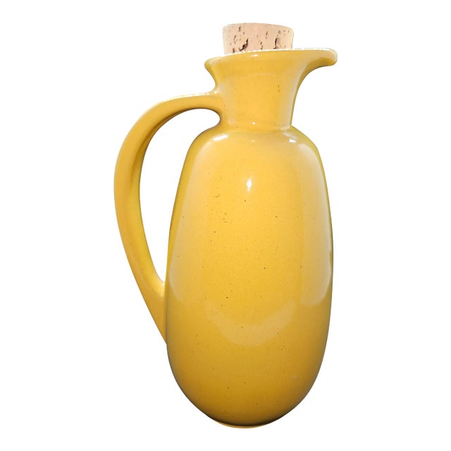 Vintage Frankoma 835 Pottery Pitcher in a Yellow Glaze For Sale