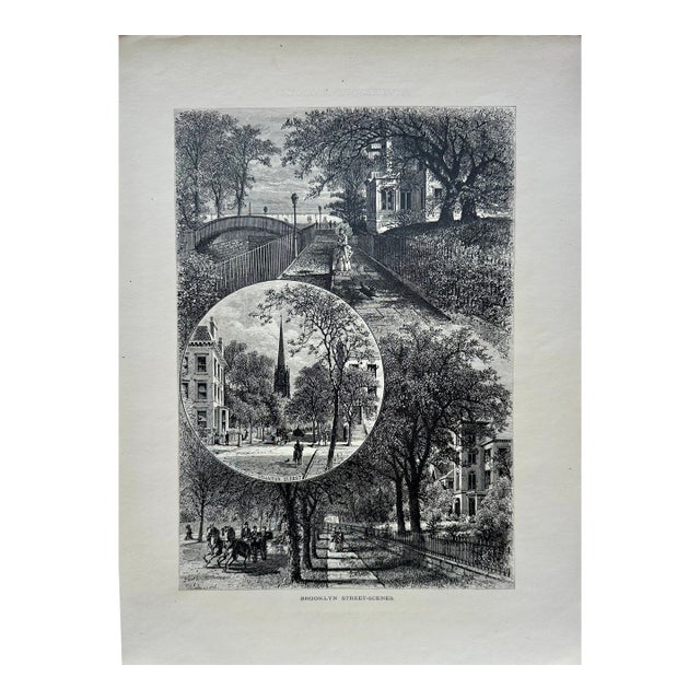 Brooklyn Street Scenes (Clinton & Joralemon Street), Original Print, 1874 For Sale