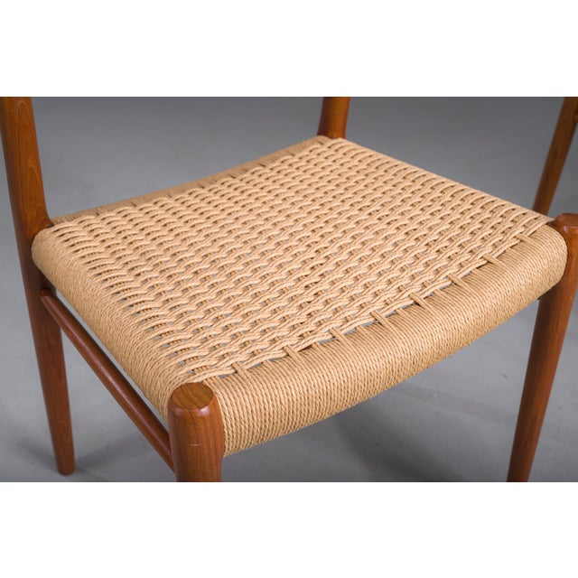 Wood Danish Teak Mod. 77 Dining Chairs with Paper Cord by Niels O. Møller for J.L. Møllers, 1959, Set of 3 For Sale - Image 7 of 11