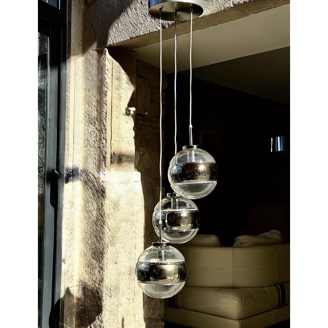 Mid-Century Modern Minimalist Blown Glass Pendant Light from Peill & Putzler, Germany, 1970s For Sale - Image 3 of 10