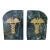 Vintage Medical Caduceus Green Italian Marble Heavy Bookends a Pair For Sale