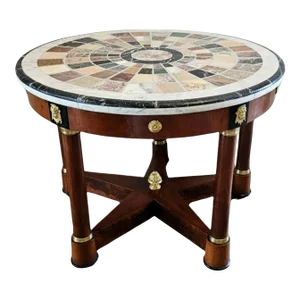 Italian Grand Tour Empire Style Mahogany Table With Specimen Marble Top