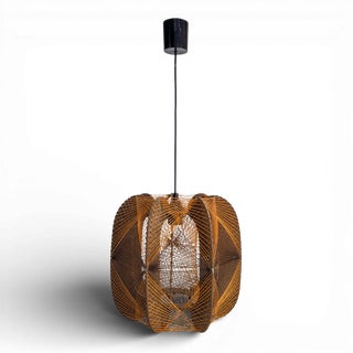 Scandinavian Woven Pendant Light, 1980s For Sale