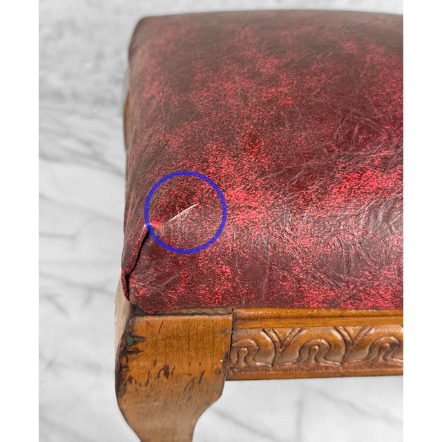 Brown Antique Edwardian Maple Carved Footstool Ottoman For Sale - Image 8 of 11