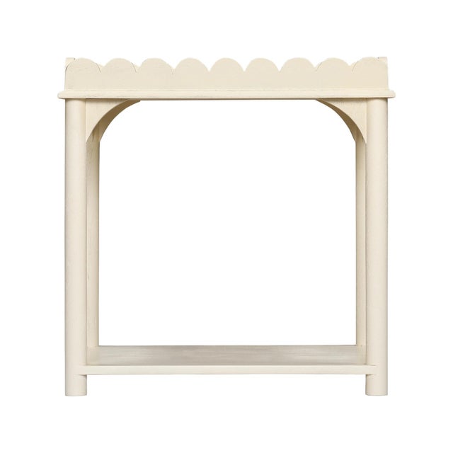 Kenneth Ludwig Chicago Scalloped Creme Rectangular Side Table For Sale - Image 4 of 7