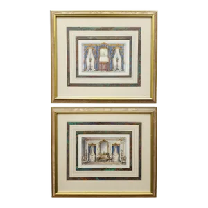 Decorative "Le Magazin Des Meubles" French Prints-A Pair