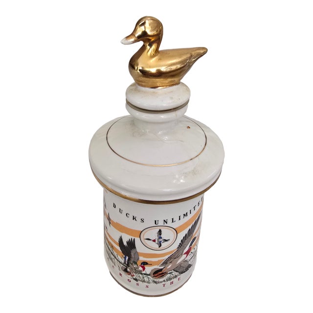 Vintage 1972 Ducks Unlimited "Wings Across the Continent" Porcelain Bourbon Decanter - Stitzel-Weller Era For Sale