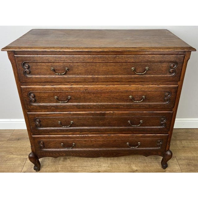 Vintage French Louis Oak Chest of 4 Drawers For Sale - Image 14 of 14