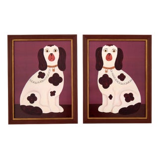 Matt Rix, Staffordshire Spaniels, 2000s, Ink on Paper, Framed, Set of 2 For Sale