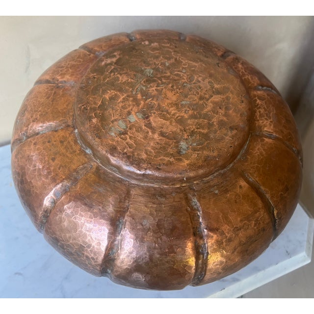 Large Antique Hammered Copper Cauldron For Sale - Image 9 of 9